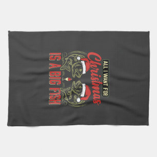 Christmas Fishing Big Fish Holiday Kitchen Towel