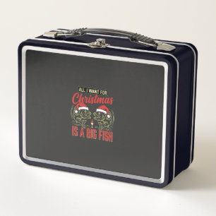 Christmas Fishing Big Fish Holiday Metal Lunch Box