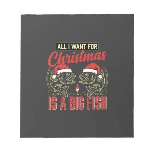 Christmas Fishing Big Fish Holiday Notepad