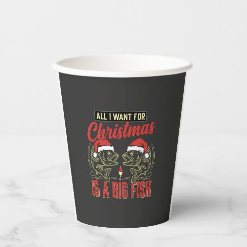 Christmas Fishing Big Fish Holiday Paper Cups