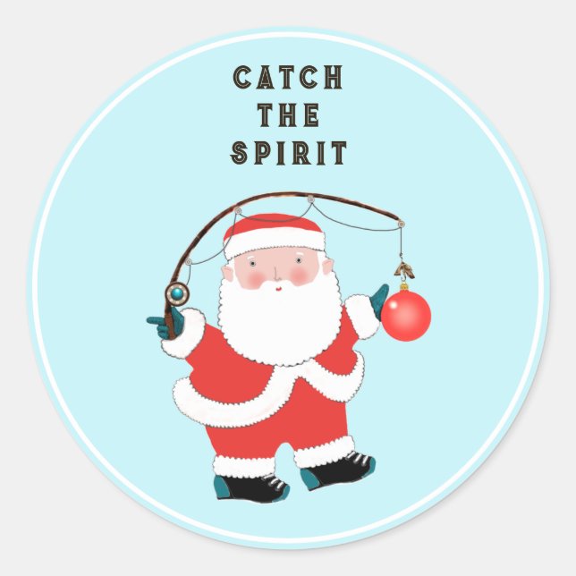 Christmas Fishing Classic Round Sticker (Front)