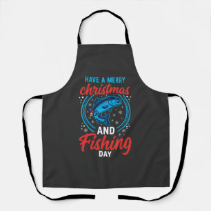 Christmas Fishing Day Vintage Holiday Apron