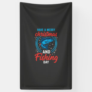Christmas Fishing Day Vintage Holiday Banner