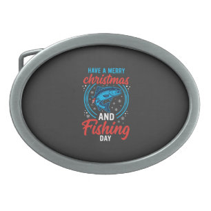 Christmas Fishing Day Vintage Holiday Belt Buckle