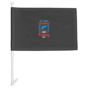 Christmas Fishing Day Vintage Holiday Car Flag