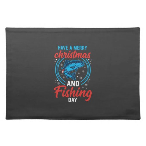 Christmas Fishing Day Vintage Holiday Cloth Placemat