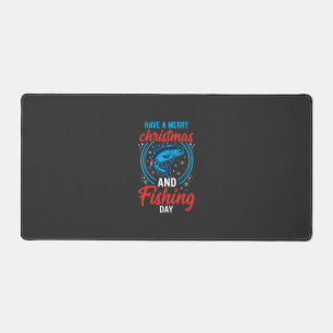 Christmas Fishing Day Vintage Holiday Desk Mat