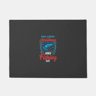 Christmas Fishing Day Vintage Holiday Doormat