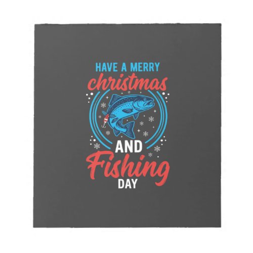 Christmas Fishing Day Vintage Holiday Notepad