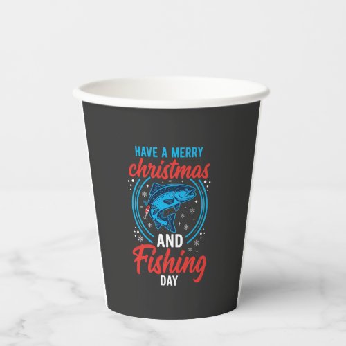 Christmas Fishing Day Vintage Holiday Paper Cups