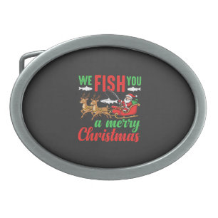 Christmas Fishing Merry Fish You Belt Buckle