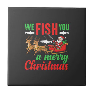 Christmas Fishing Merry Fish You Ceramic Tile