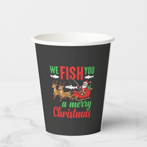 Christmas Fishing Merry Fish You Paper Cups
