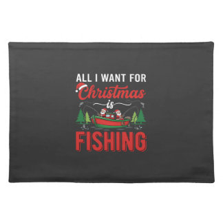 Christmas Fishing Santa Holiday Vector Cloth Placemat