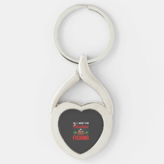 Christmas Fishing Santa Holiday Vector Keychain