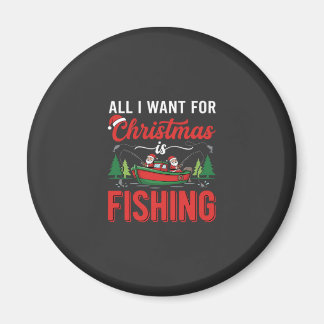Christmas Fishing Santa Holiday Vector Magnet