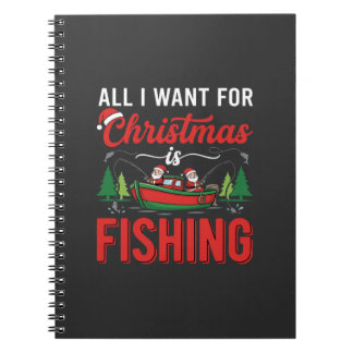 Christmas Fishing Santa Holiday Vector Notebook