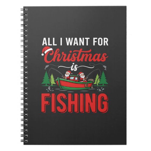 Christmas Fishing Santa Holiday Vector Notebook