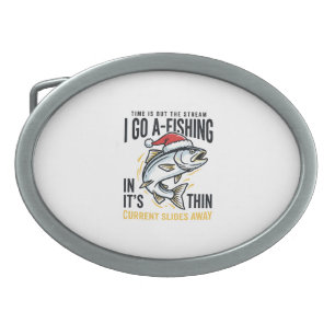 Christmas Fishing Stream Quote Design Belt Buckle