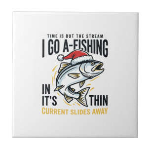 Christmas Fishing Stream Quote Design Ceramic Tile