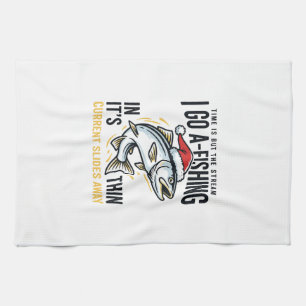 Christmas Fishing Stream Quote Design Kitchen Towel