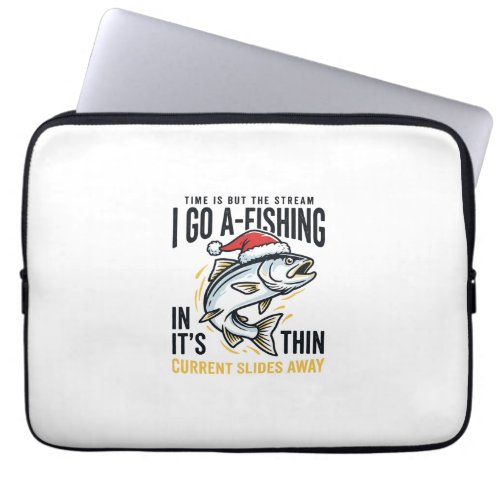 Christmas Fishing Stream Quote Design Laptop Sleeve