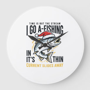 Christmas Fishing Stream Quote Design Large Clock