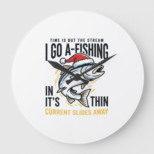 Christmas Fishing Stream Quote Design Large Clock (Front)