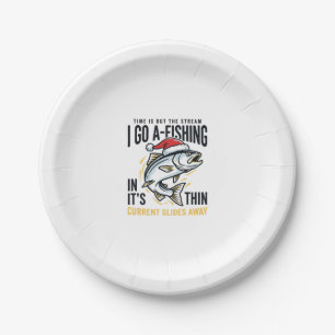 Christmas Fishing Stream Quote Design Paper Plates