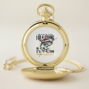 Christmas Fishing Stream Quote Design Pocket Watch