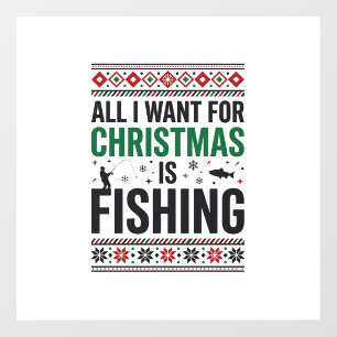Christmas Fishing Ugly Sweater Design Floor Decals