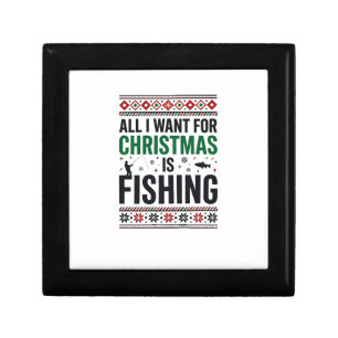 Christmas Fishing Ugly Sweater Design Gift Box