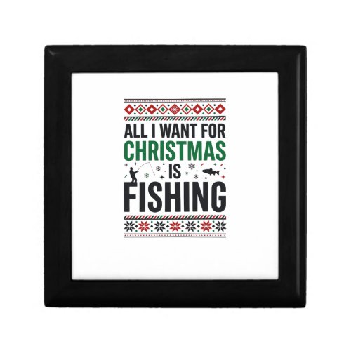 Christmas Fishing Ugly Sweater Design Gift Box