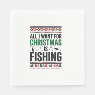 Christmas Fishing Ugly Sweater Design Napkins