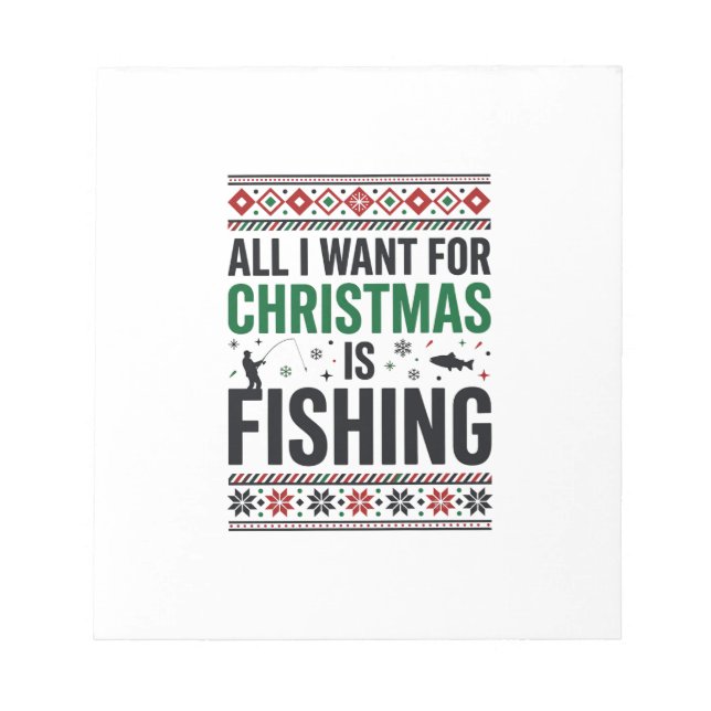 Christmas Fishing Ugly Sweater Design Notepad (Front)