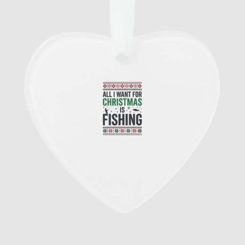 Christmas Fishing Ugly Sweater Design Ornament