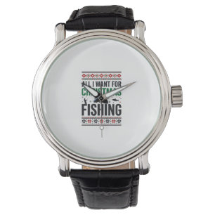 Christmas Fishing Ugly Sweater Design Watch