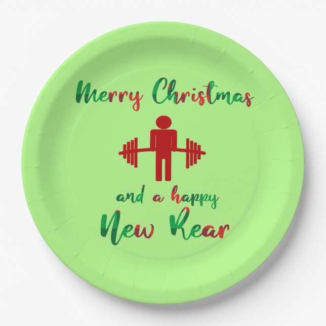 Christmas Fitmas Fitness Funny Gym Plates (Front)