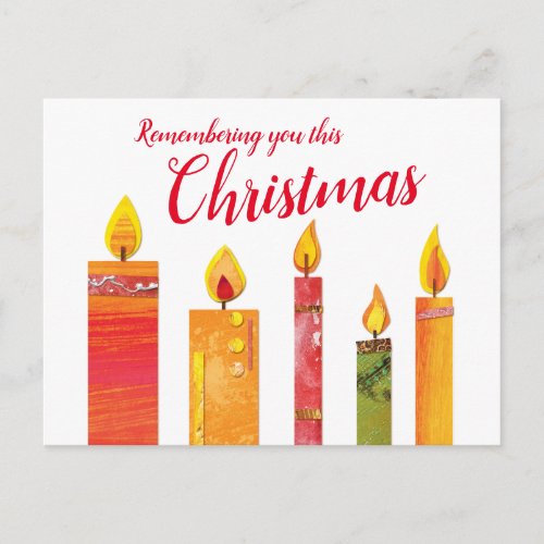 Christmas five lit candles cut out paper art postcard