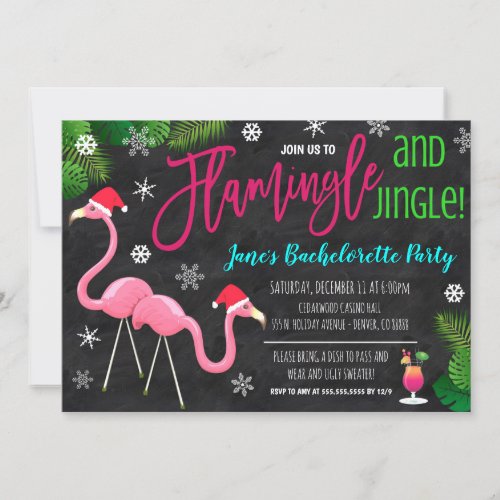 Christmas Flamingle and Jingle Party Invitation