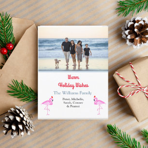 Christmas Flamingo 1 Photo Tropical Simple Holiday Card