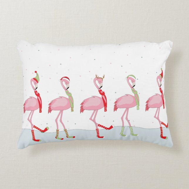 Christmas flamingo accent pillow (Front)