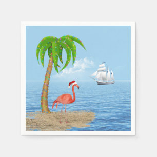 Christmas Flamingo and Palm Tree Napkins