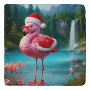 Christmas Flamingo As Santa Claus-47475 Trivet