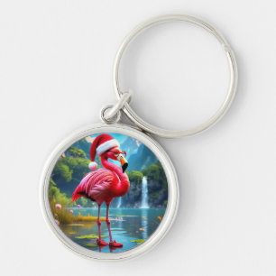Christmas Flamingo As Santa Claus-47476 Keychain