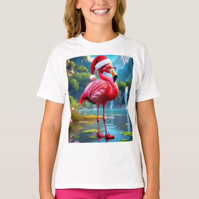 Christmas Flamingo As Santa Claus-47476 T-Shirt (Front)