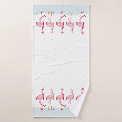 Christmas flamingo bath towel