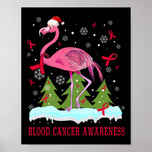 Christmas Flamingo Blood Cancer Awareness Gift Poster