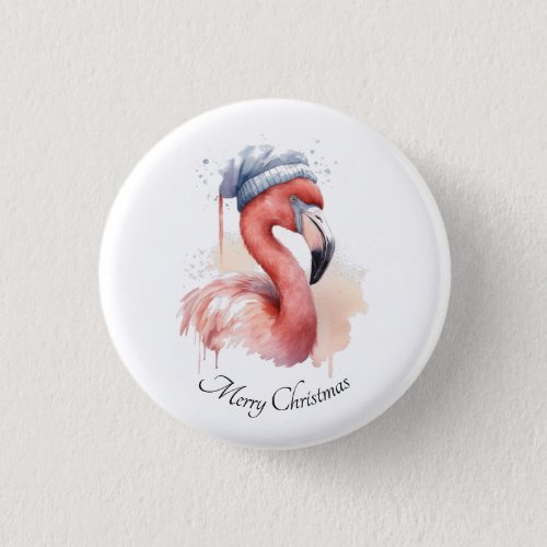 Christmas Flamingo Button