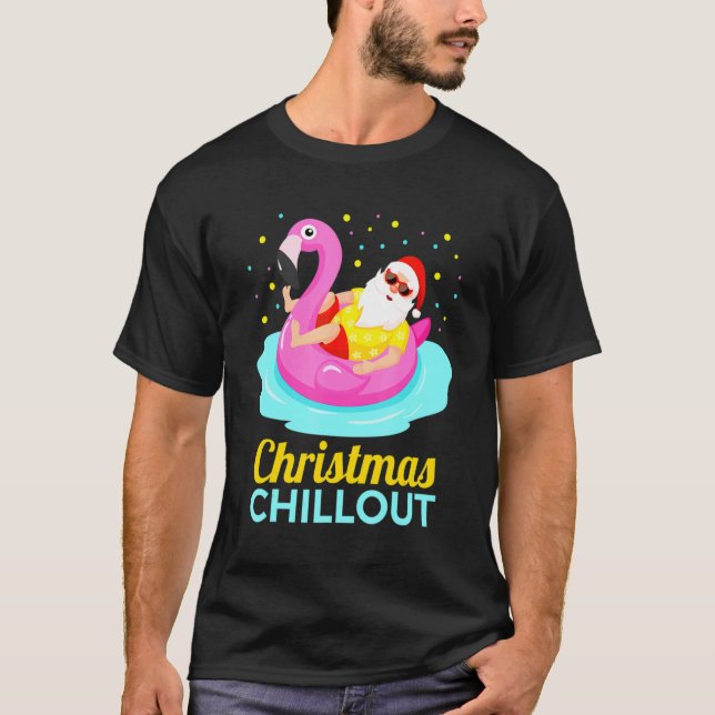 Christmas Flamingo Chillout Design T-Shirt (Front)